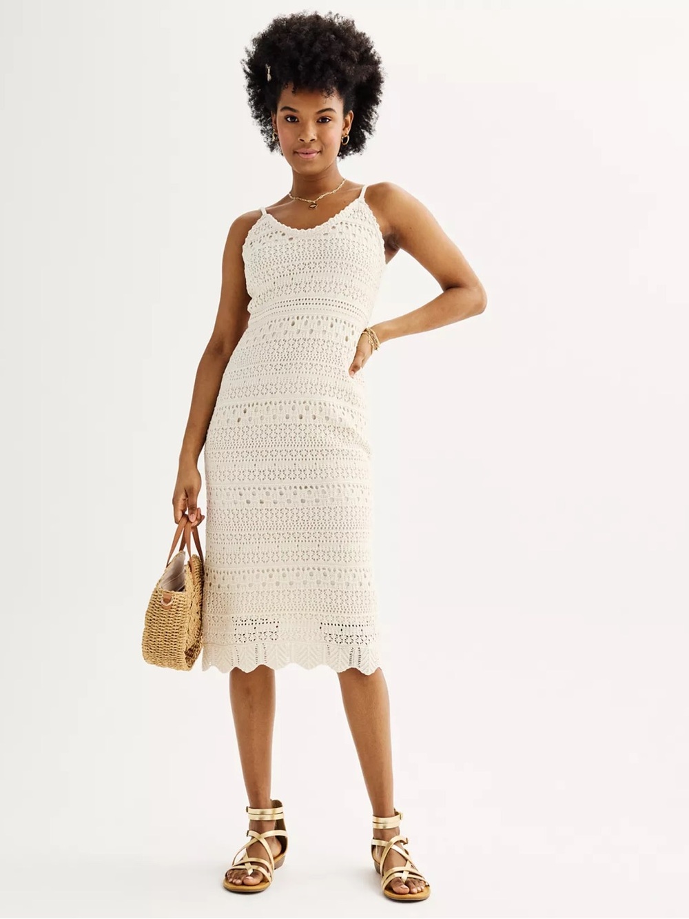 Freshman Cream Crochet Midi Dress Size XS